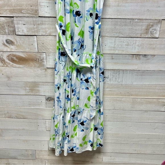 The Limited Halter Maxi Dress Womens Small Floral Sleeveless Belt Linen Coastal - Picture 6 of 12